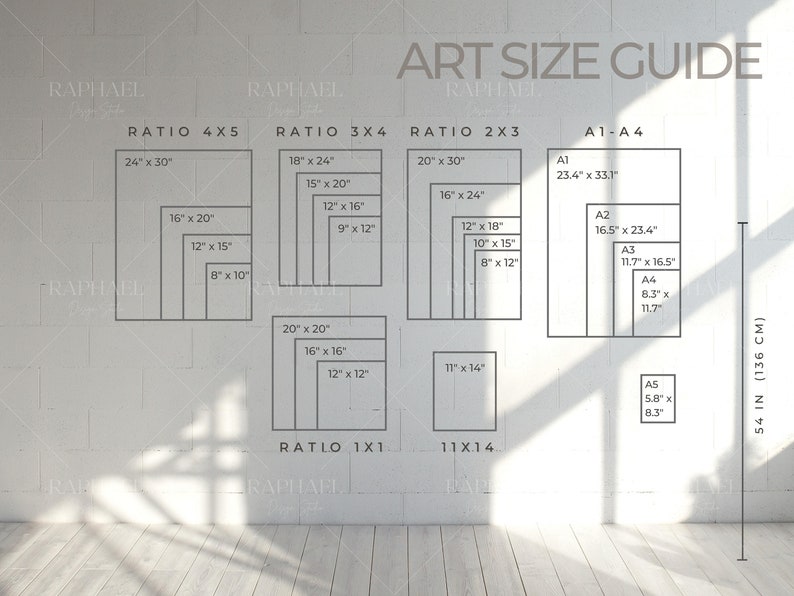 Minimal_wall Art Size Guide, Frame Size Guide, Poster Size Chart, Wall