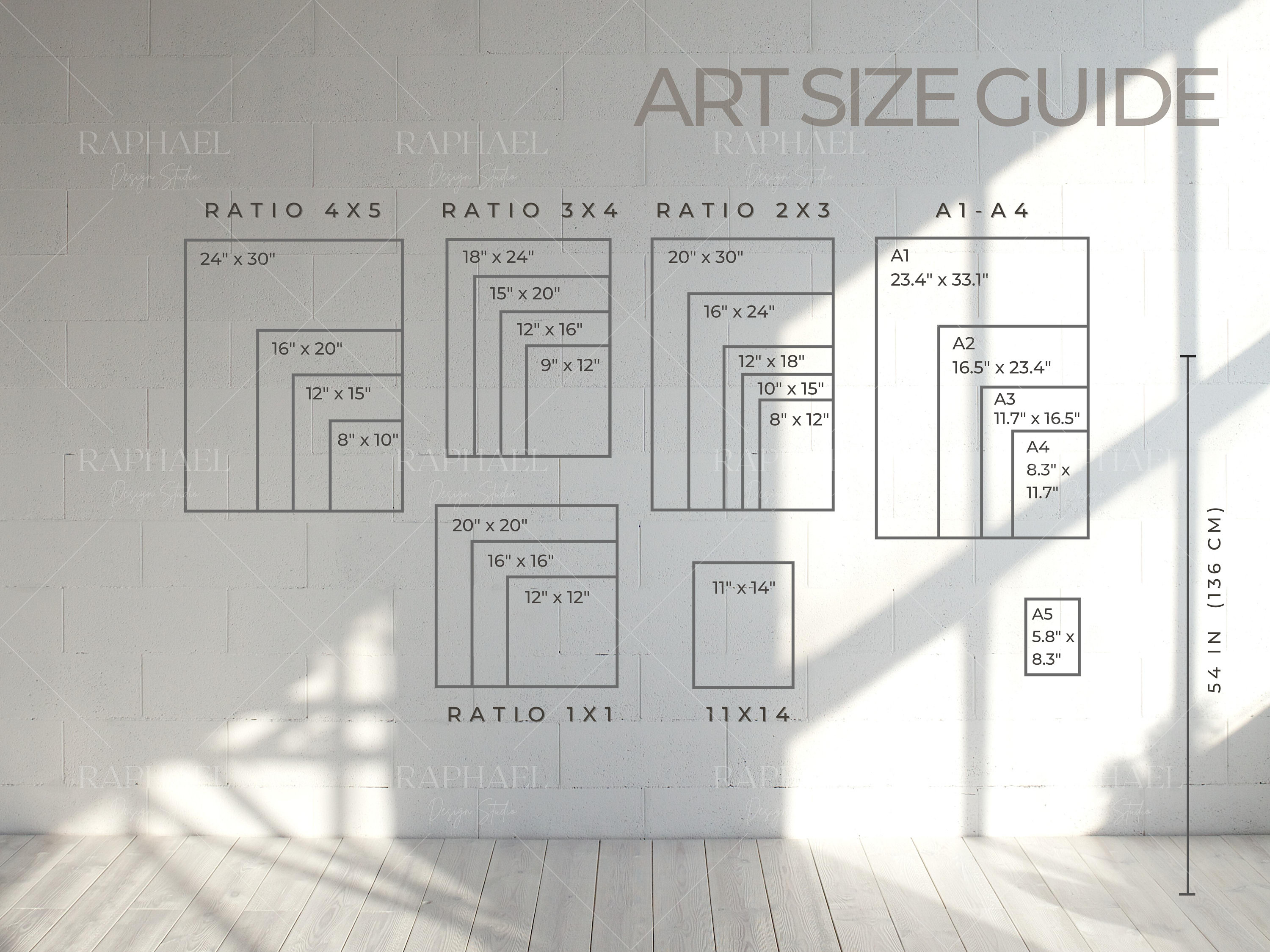 Minimal_wall Art Size Guide, Frame Size Guide, Poster Size Chart, Wall
