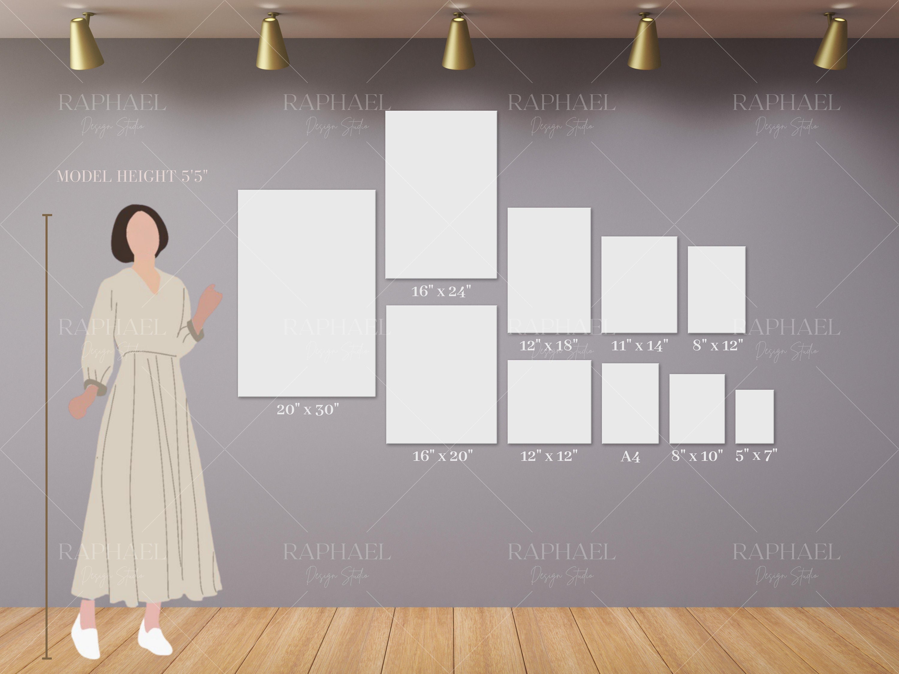 Two Set Canvas Size Guide, JPG, PDF, Canva, Wall Art Size Guide, Print