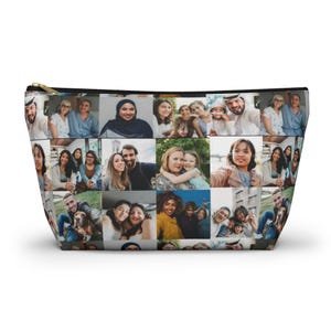 Personalized Family Photo Collage Accessory Pouch, Custom Cosmetic Bag