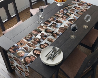 Familien Foto Tischläufer (Baumwolle, Poly), individueller Tischläufer, Geschenk für Zuhause, Tischdecke, Wohndekor