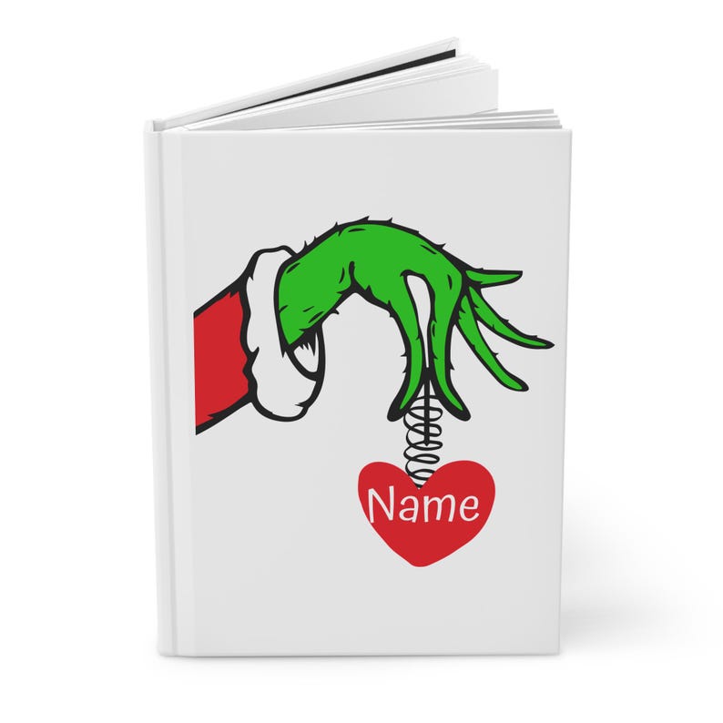 Personalized Christmas Hardcover Journal Matte, Grinch, Christmas