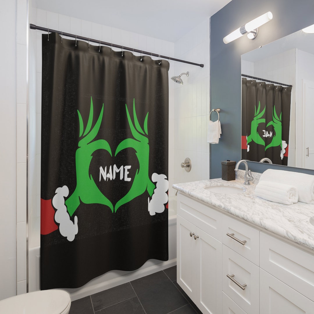 Personalized Grinch Shower Curtains Bathroom Curtain Etsy