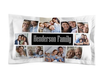Family Collage Microfiber Pillow Sham, custom pillow case, pillow sham, bedding, home decor