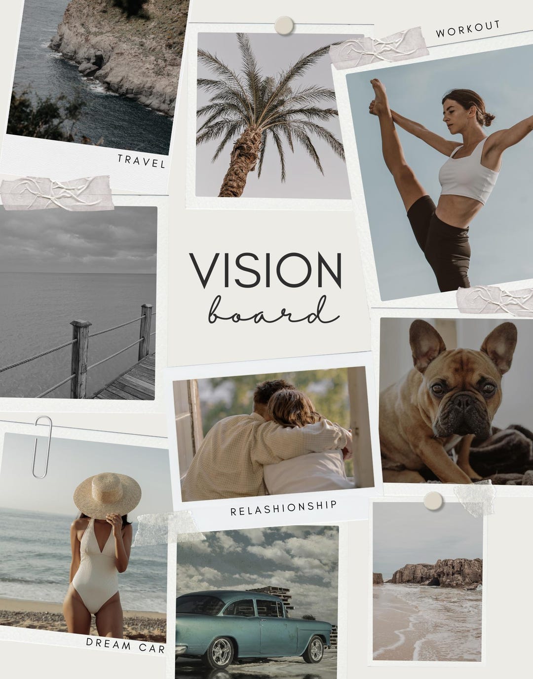 Editable Vision Board Template | Canva Goal Planner (digital Download ...