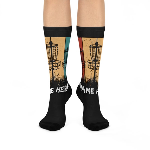 Personalized Disc Golf Cushioned Crew Socks, custom socks, footwear, fun socks