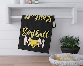 Softball Mom Kitchen Towel, asciugamano personalizzato, canovaccio, regali per la casa, decorazioni per la casa, cucina
