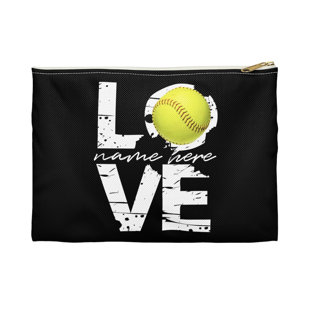 Personalized Softball Accessory Pouch, Make up Bag, Make up Accessory