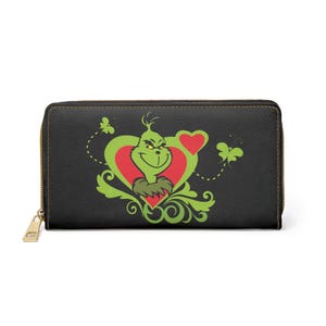 Carteira com zíper de Natal, Grinch, Natal, feriado, carteira Grinch, carteira de feriado