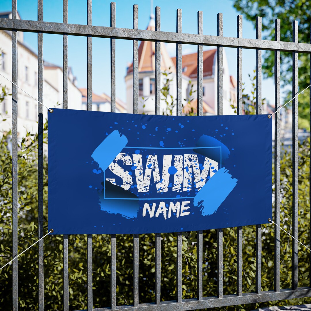 Personalized Swim Team Vinyl Banners, Horizontal, Wall Banners, Party