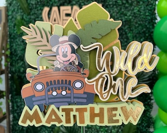 Mickey Safari Inspired Cake Topper, Jungle Safari Wild One Cake Topper, Mickey Safari Inspired Party Decor