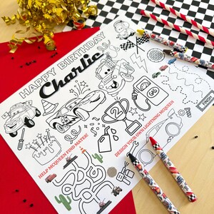 Custom Coloring Placemats, Cars Coloring Activity Kit, Mcqueen Coloring Activity Sheet, Cars Party Favors, Mcqueen Party Favors