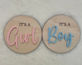 It's a Boy & It's a Girl Wooden Disc, Gender Reveal, Baby Arrival, Social Media Photo Prop, New Mum, Expecting Parent