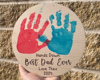 DIY Hands Down Handprint Sign, Father's Day, Birthday Gift For Dad, World's Best Dad, Daddy, Grandad