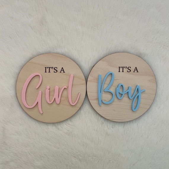 It's a Boy & It's a Girl Wooden Disc, Gender Reveal, Baby Arrival, Social Media Photo Prop, New Mum, Expecting Parent