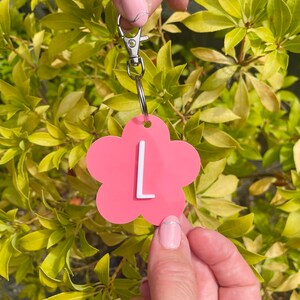 Personalised Flower Acrylic Kids Keyring, School Bag Keychain, Book Bag Tag, Back To School