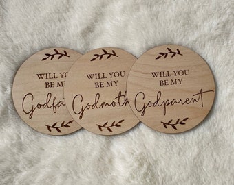 Will You Be My...Godparent, Godmother, Godfather Wooden Disc, Pregnancy Announcement, New Mum, Expecting Parent