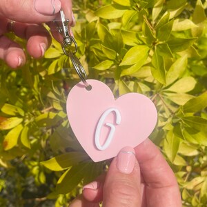 Personalised Heart Acrylic Kids Keyring, School Bag Keychain, Book Bag Tag, Back To School