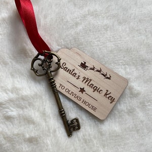 Personalised Santa's Magic Key, Wooden Santa's Key Tag, Christmas Eve Filler, Christmas Decoration