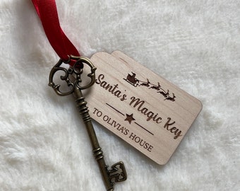 Personalised Santa's Magic Key, Wooden Santa's Key Tag, Christmas Eve Filler, Christmas Decoration