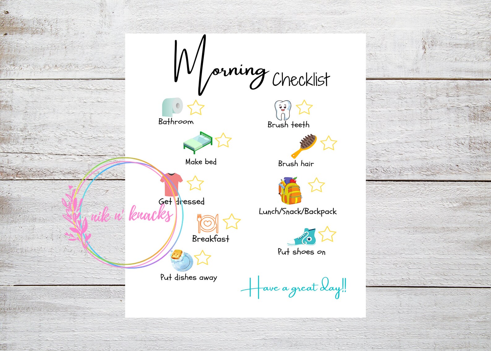 Kids Morning Checklist. Printable. Instant Download - Etsy UK