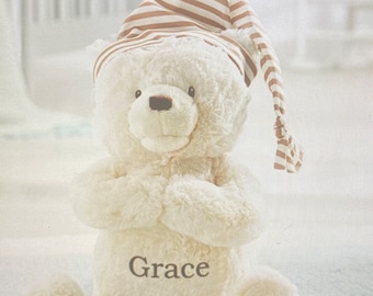 Animated Prayer Bear Personalized & 10% of purchase donated to St. Jude’s children’s hospital**Please read description and details **