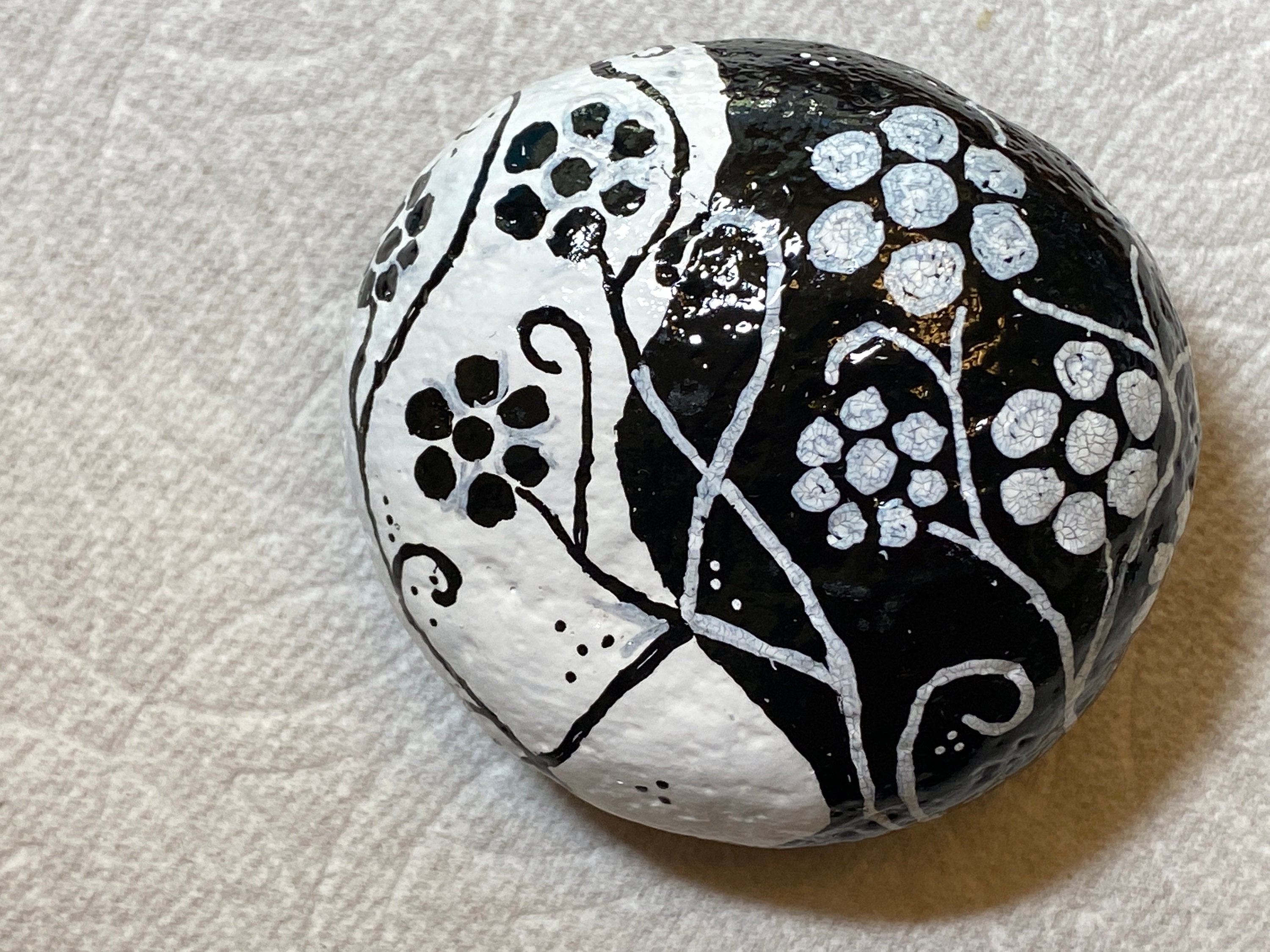 Black and White Painted Rock - Etsy
