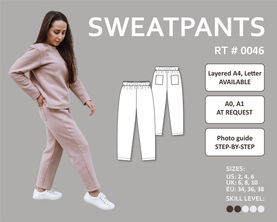 Women's Sweatpants Layered PDF Sewing Pattern With Easy-to-follow Photo  Instruction 