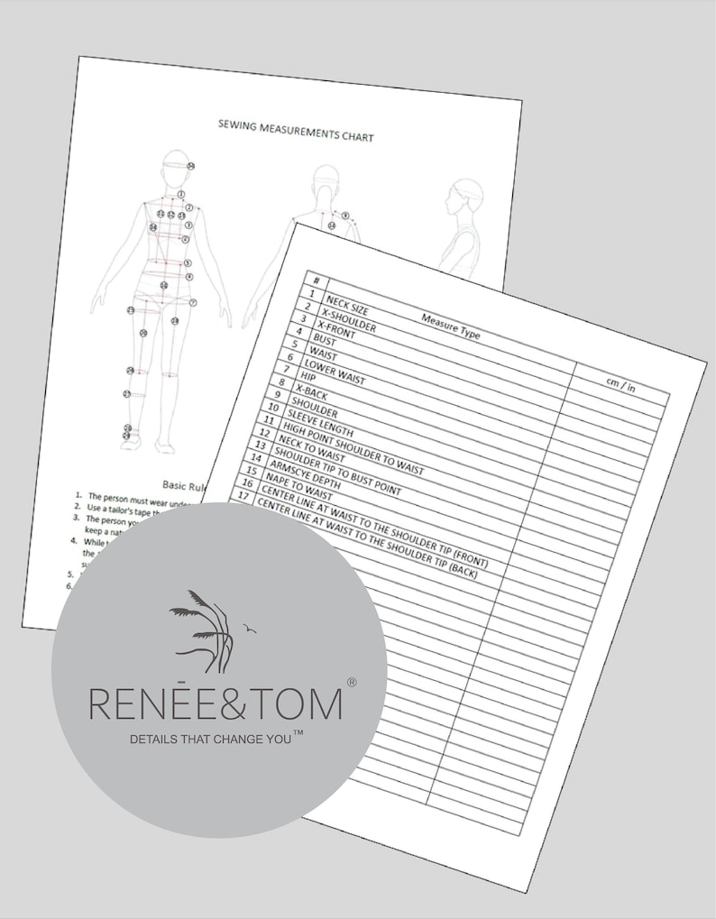 Sewing Measurements Sheet. Detailed Women Body Measurements. Blank ...