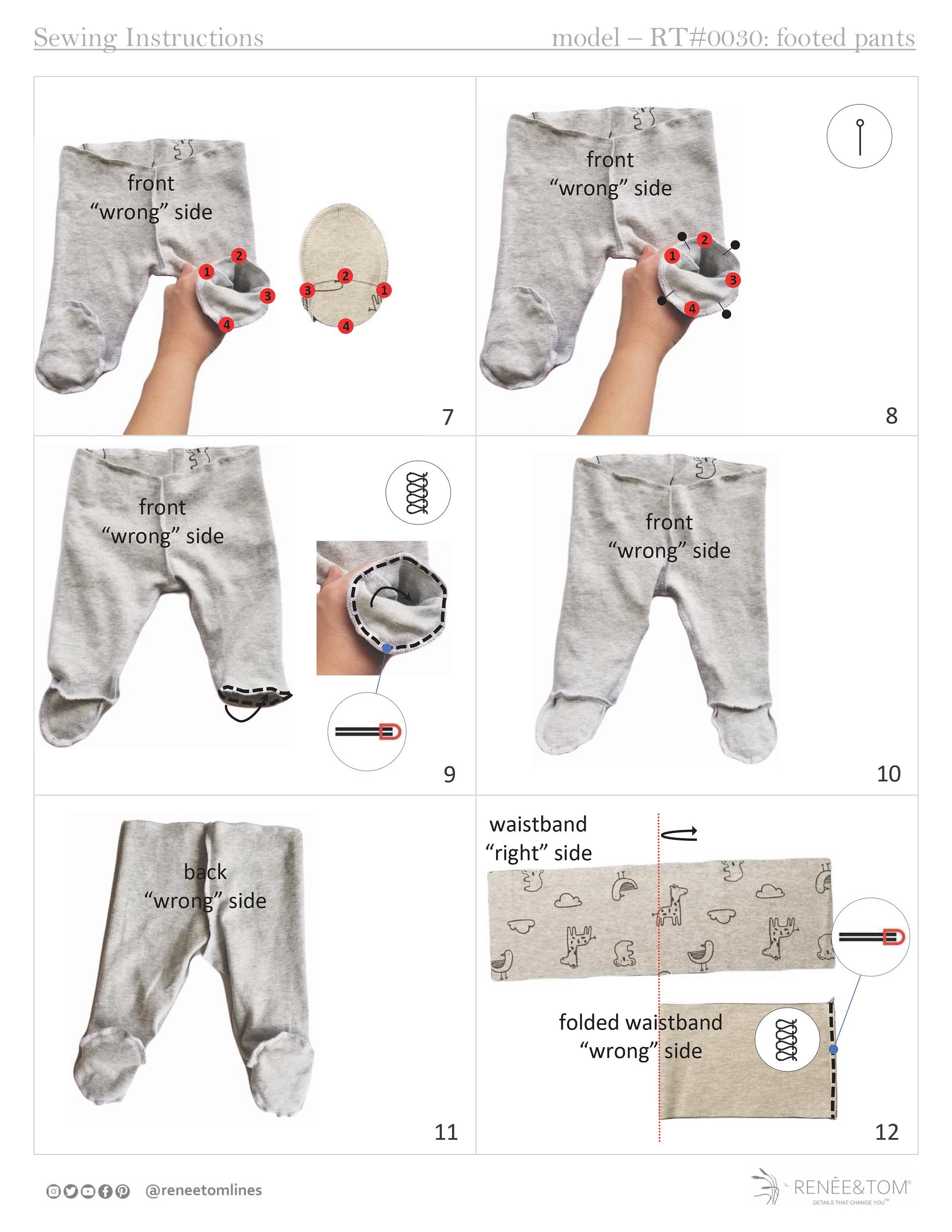 Baby Footed Pants Sewing Pattern PDF With Easytofollow Stepbystep