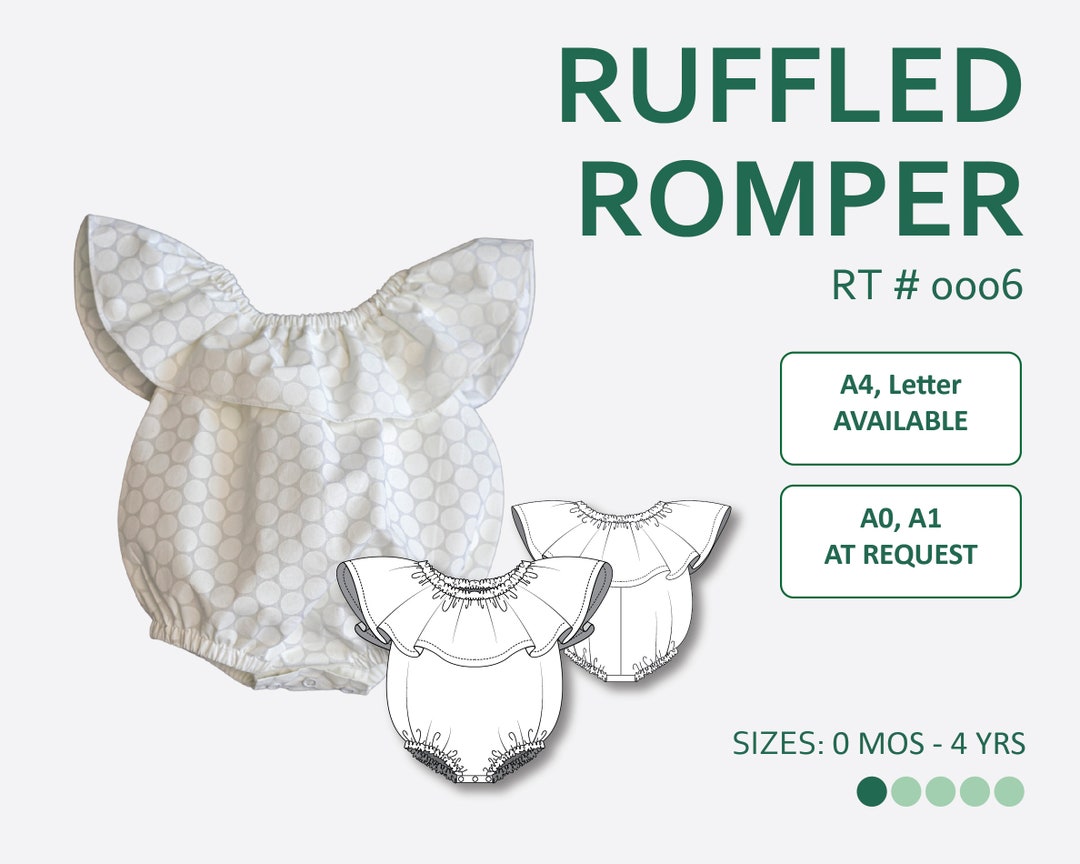 Baby Ruffled Romper Sewing Pattern PDF With Easy-to-follow Step-by-step ...