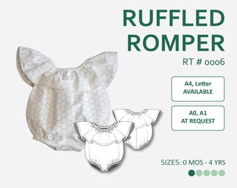 Baby Ruffled Romper Sewing Pattern PDF with easy-to-follow step-by-step photo instruction