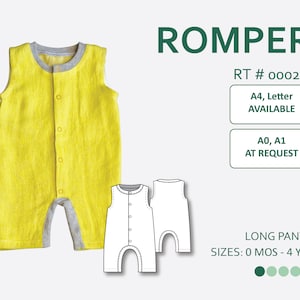 Baby Long Pants Romper Sewing Pattern PDF with easy-to-follow step-by-step photo instruction