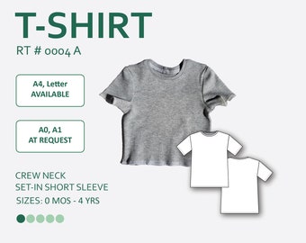 Baby Crew Neck Short Sleeve T-shirt Sewing Pattern PDF with easy-to-follow step-by-step photo instruction