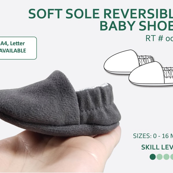 Soft Sole Reversible Baby Shoes Sewing Pattern PDF with easy-to-follow step-by-step photo instruction.