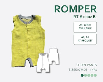 Baby Short Pants Romper Sewing Pattern PDF with easy-to-follow step-by-step photo instruction
