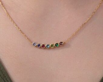 Gifts For Mother's Day, Mothers Family Birthstone Necklace, Personalized Gift, Custom Silver Birthstone Necklace, Birthday Gift For Grandmas