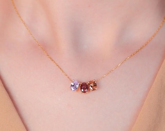Oval Shaped Birthstone Necklace, Mothers Family Birthstone Necklace, Personalized Birthstone Necklaces, Gift For Her, Best Gift For Mothers