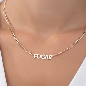 Silver Dainty Name Necklaces For Women, Moms Gift, 14K Gold Name Plate Curb Cuban Chain, Personalized Birthday Gifts, Best Gift For Mothers