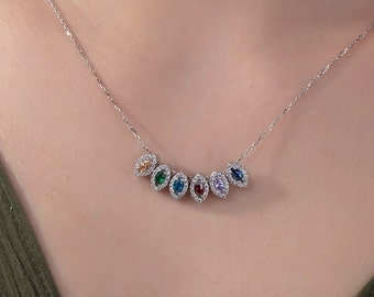14K Gold Mothers Birthstone Necklace, Personalized Gifts For Mom, Silver Birthstone Necklace, Custom Made Necklaces, Best Gift For Mothers