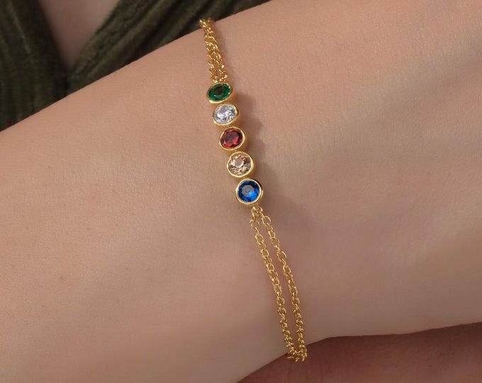 Gifts For Mother's Day, 14K Gold Birthstone Bracelets, Personalized Jewelry, Silver Family Birthstone Bracelets, Birthday Gifts For Mothers