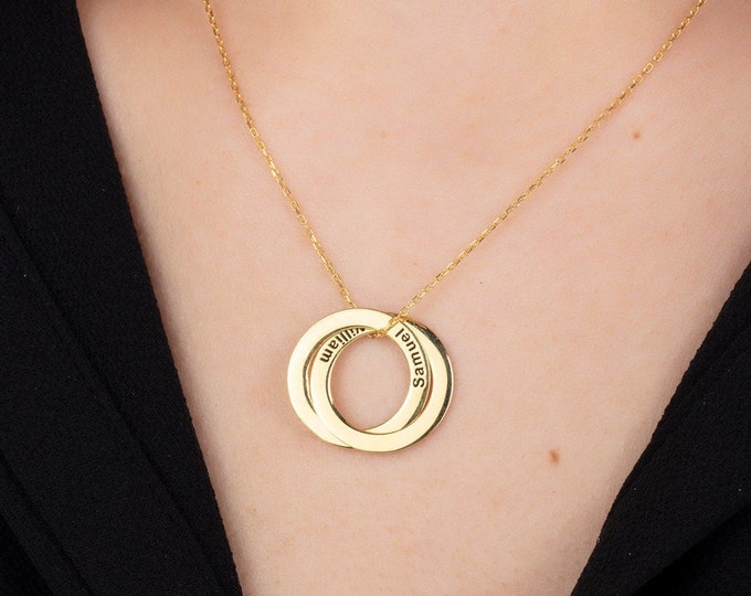 Gifts For Mother's Day, Silver Multiple Family Name Necklaces For Mom, 14K Gold Circle Name Engraved Necklaces, Personalized Gifts For Women