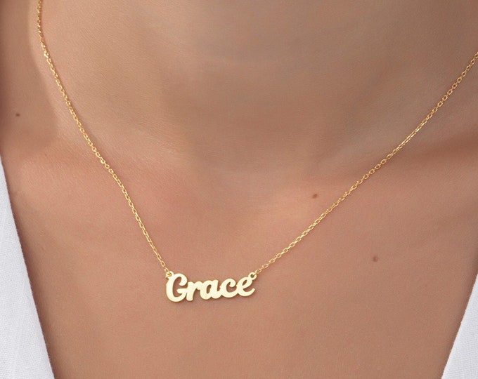 Gifts For Mother's Day, 14K Solid Gold Name Necklaces For Women, Personalized Gifts For Mom, 18K Dainty Name Pendants, Birthday Gift For Her