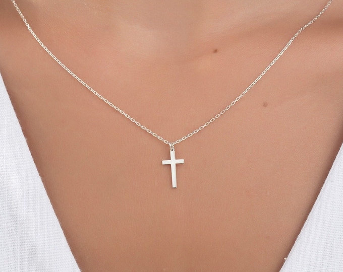 Gifts For Mother's Day, 14K Gold Cross Necklaces For Women, Religious Jewelry, Sterling Silver Dainty Cross Pendants, Birthday Gifts For Her