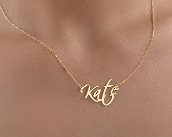 Sterling Silver Dainty Name Necklaces, Personalized Gifts For Mom, 14K Gold Name Pendants, Anniversary Gift For Wife, Best Gift For Mothers