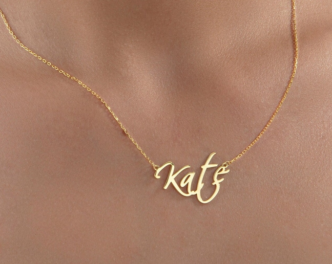 Gifts For Mother's Day, Sterling Silver Dainty Name Necklaces, Personalized Gifts For Mom, 14K Gold Name Pendants, Anniversary Gift For Wife