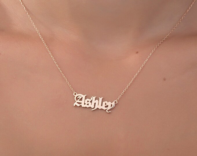 Gifts For Mother's Day, 14K Solid Gold Dainty Name Necklaces, Personalized Jewelry For Women, 18K Child's Name Necklaces, Custom Made Gifts