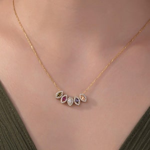 Mothers Birthstone Necklace, Marquise Shaped Birthstone Necklace, Personalized Jewelry, Moms Gift, Gift For Mothers, Gifts For Christmas