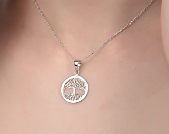 Gifts For Mother's Day, Silver Tree of Life Necklaces, 14K Gold Family Tree Of Life Pendants, Birthday Gifts For Mom, 18K Life Tree Necklace