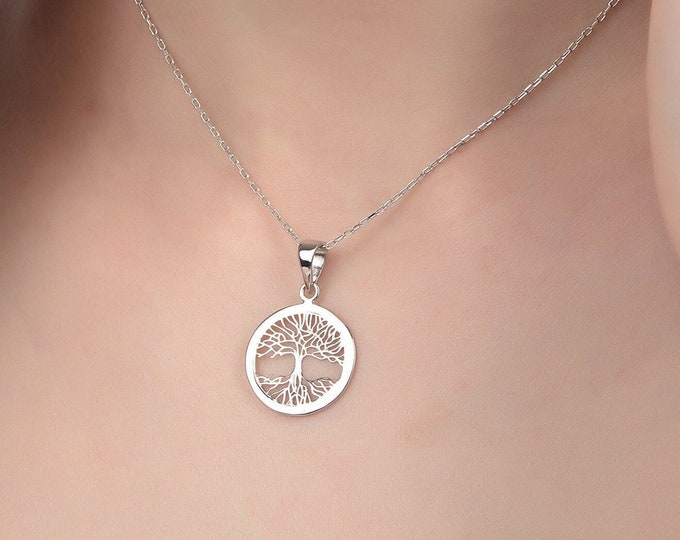Gifts For Mother's Day, Silver Tree of Life Necklaces, 14K Gold Family Tree Of Life Pendants, Birthday Gifts For Mom, 18K Life Tree Necklace
